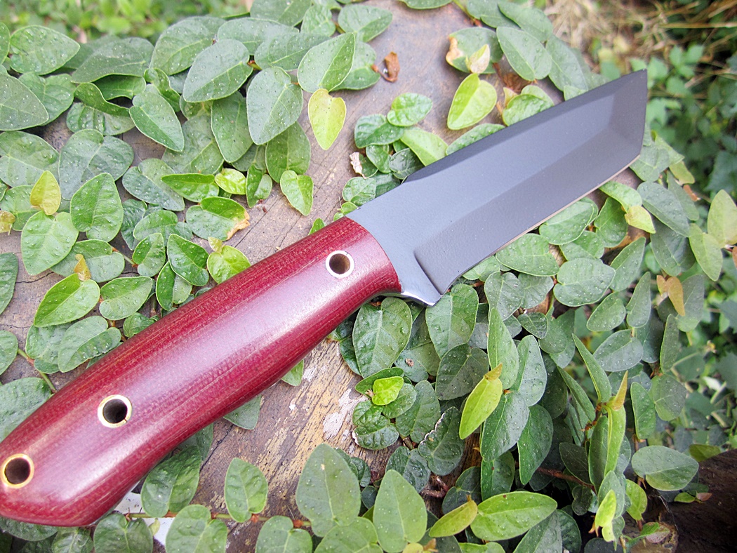 มีดพกสั่น ALONZO KNIVES USA CUSTOM HANDMADE TANTO POWDER COATED 1095 STEEL KNIFE 293