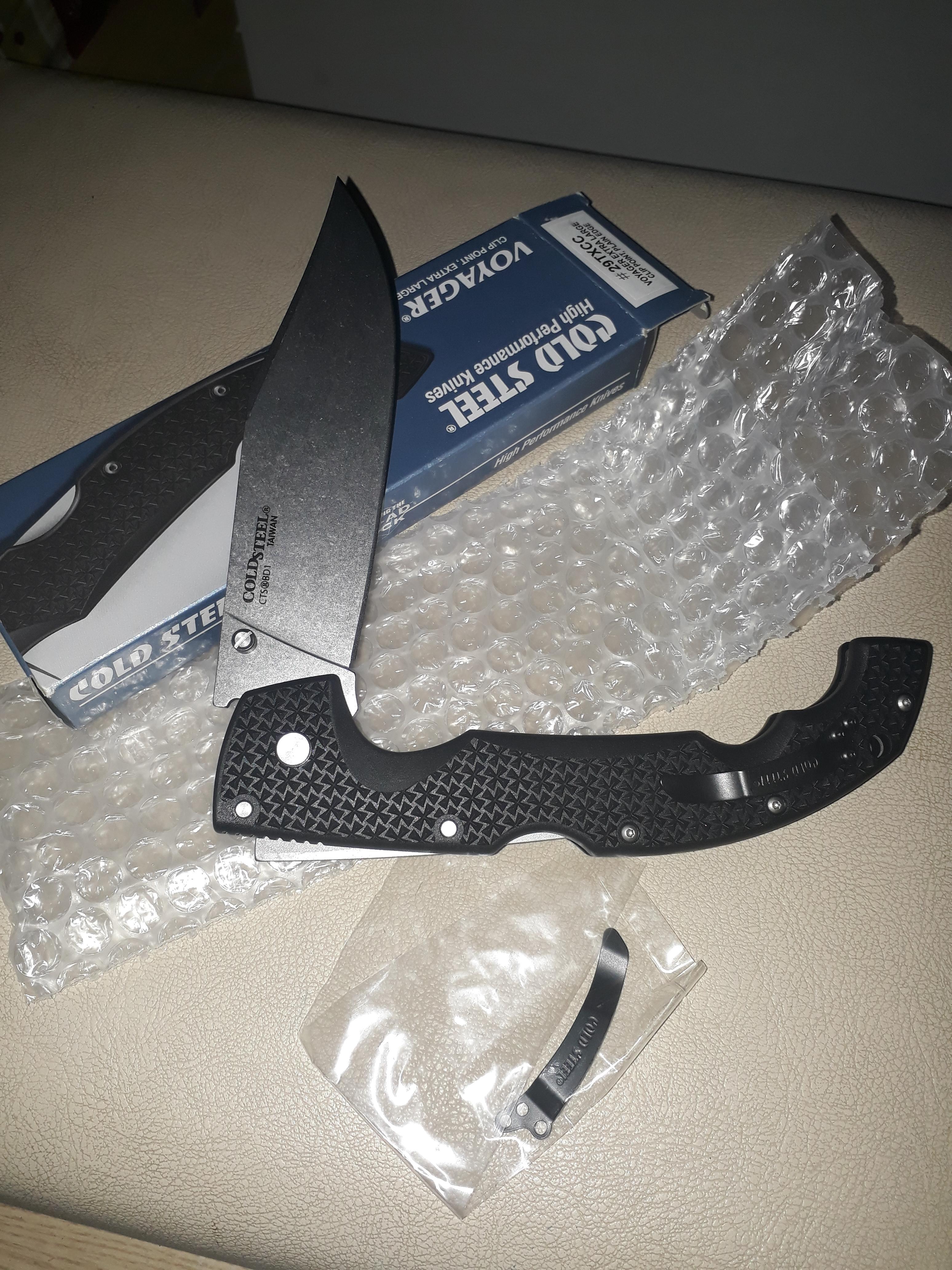 มีดพับCold Steel 29TXCC Voyager XL Clip Point Folding Knife 5.5" Plain Edge Blade