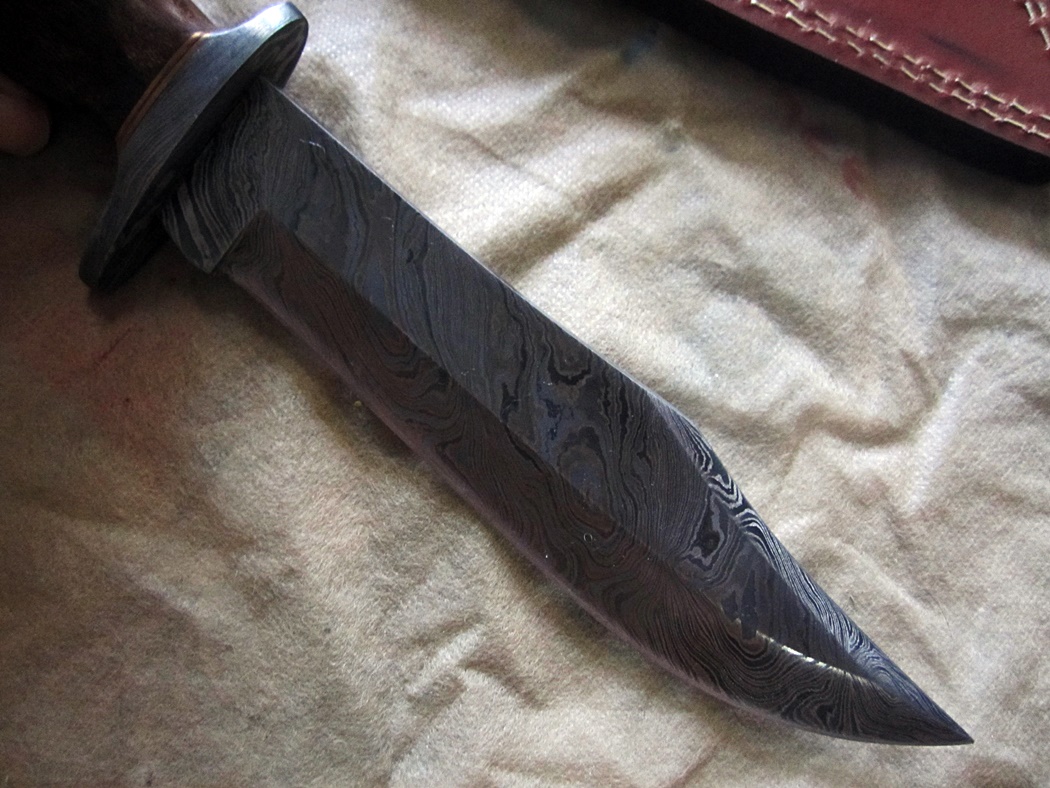 มีดดามัสกัสDamascus steel custom handmade hunting bowie knife 12" (C5)