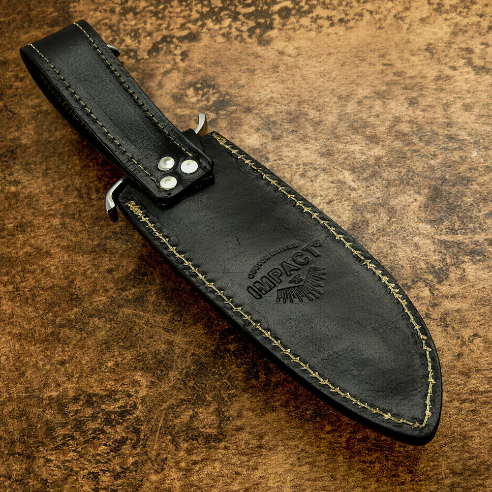 IMPACT CUTLERY RARE CUSTOM D2 MIRROR POLISHED BOWIE KNIFE BULL HORN HANDLE