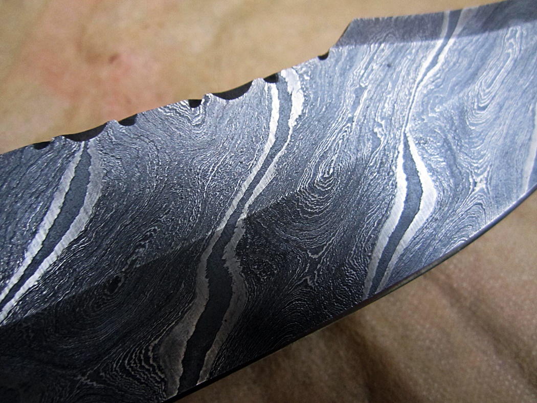 มีด ALONZO KNIVES USA CUSTOM HANDMADE DAMASCUS TACTICAL HUNTING KNIFE RAM HORN