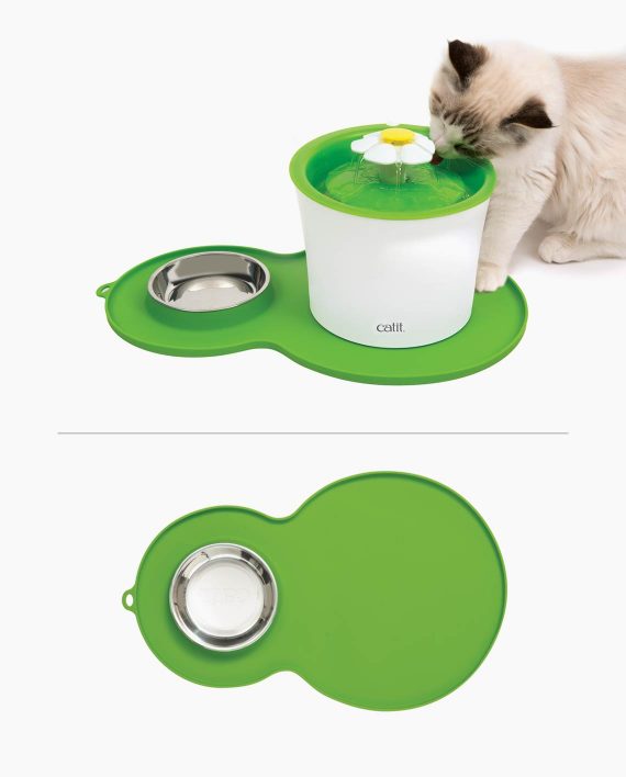 Catit Peanut Placemat Medium แผ่นรองชาม + ชาม เข้ากับน้ำพุแมว Catit