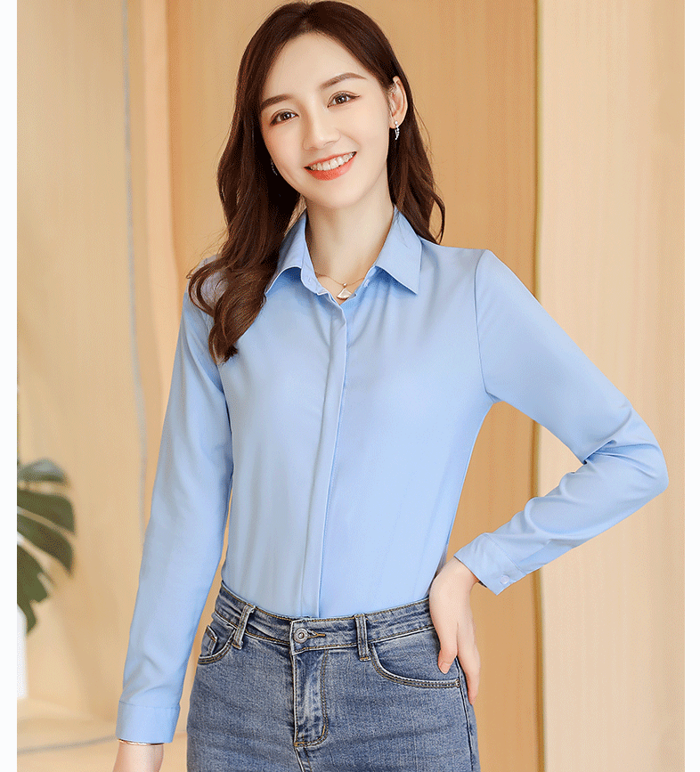 เสื้อเชิ้ตทำงานผู้หญิงสีฟ้า