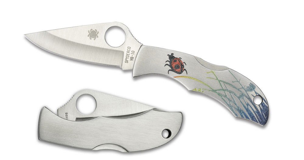 Spyderco Ladybug Tattoo Plain Edge Knife - LSSP3T