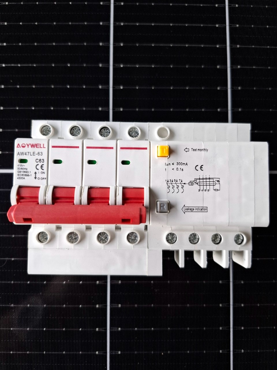 เบรกเกอร์กันดูด RCBO AOYWELL / AW47LE-63 AC 63A 4P 300mA