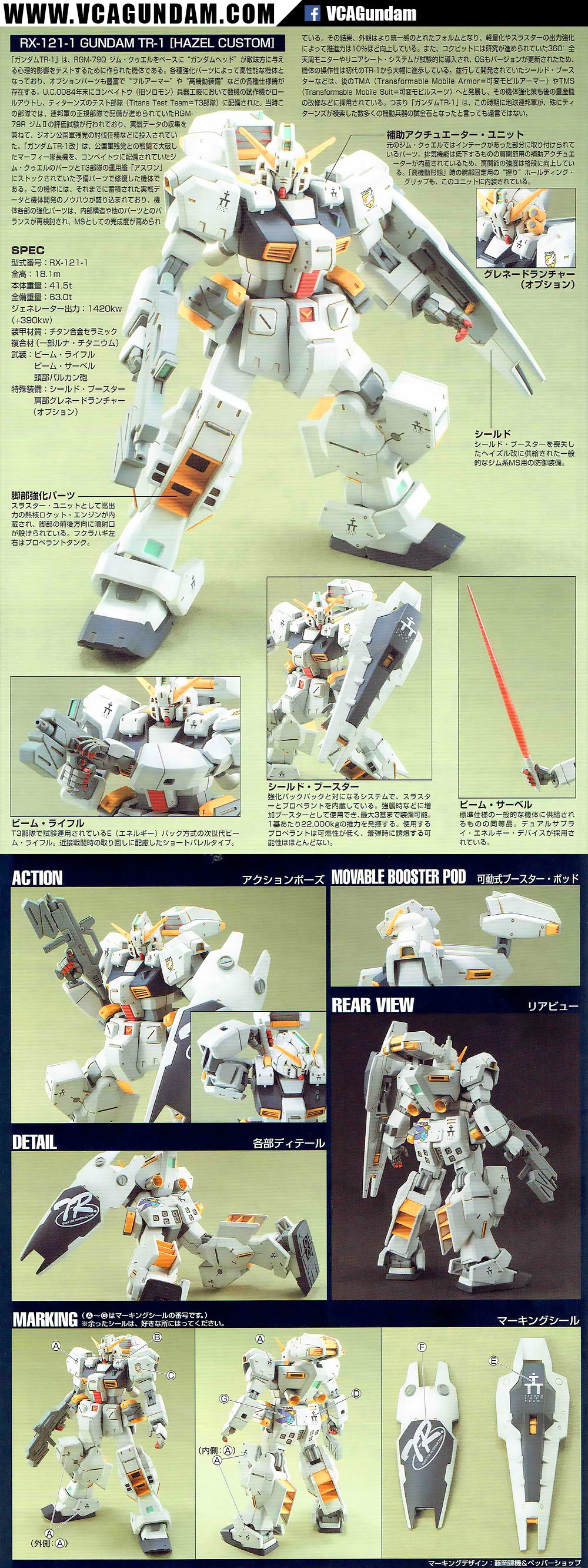HG RX-121-1 GUNDAM TR-1 HAZEL CUSTOM กันดั้ม TR-1 ฮาเซล คัสตอม