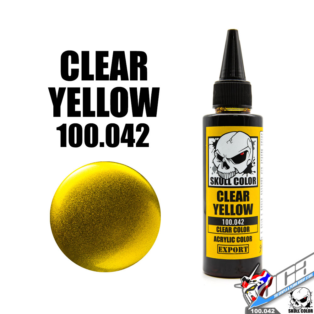 SKULL COLOR 100.042 CLEAR YELLOW ACRYLIC COLOR 60ML (CLEAR COLOR) สีอะครีลิกสำหรับพลาสติก โมเดล