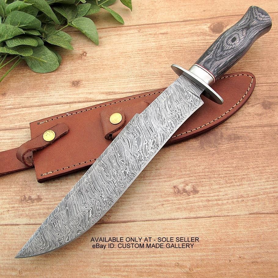 มีดเดินป่าJohn Smith's Custom Handmade Damascus Steel Bowie Knife Hunting Camping Tactical จากประเทศ UK. (C5)