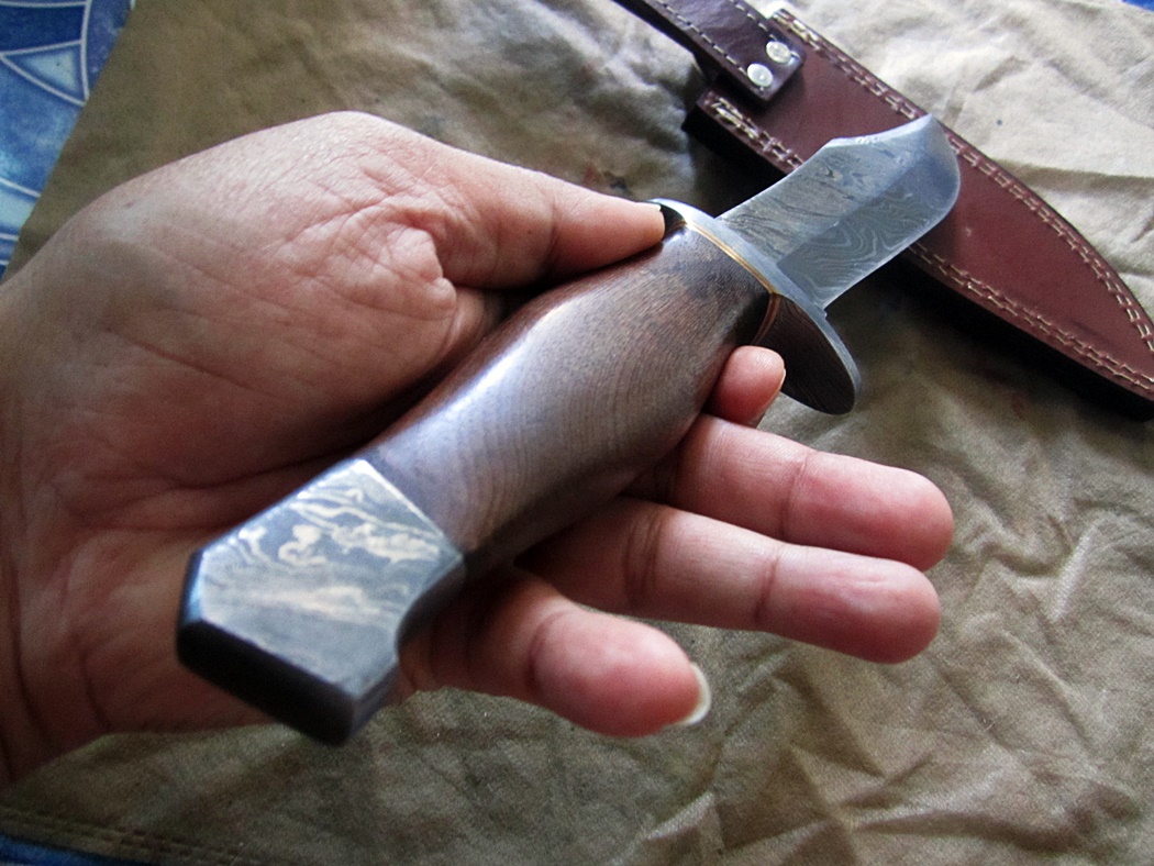มีดดามัสกัสDamascus steel custom handmade hunting bowie knife 12" (C5)