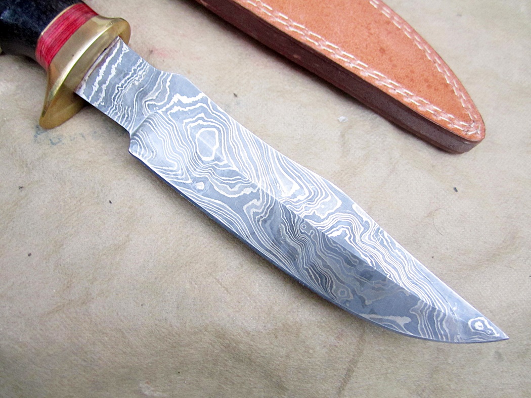 มีด Damascus steel custom hand made hunting Bowie knife 12" ASH