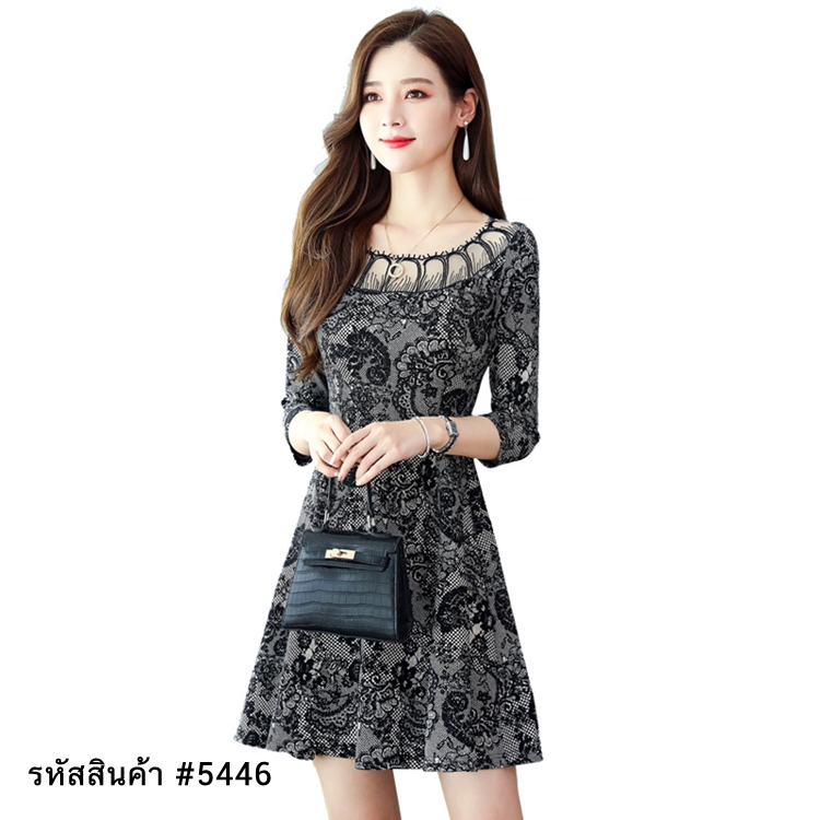 ชุดเดรสสั้นสีดำ แนวเรียบร้อย สวยดูดี สุภาพ