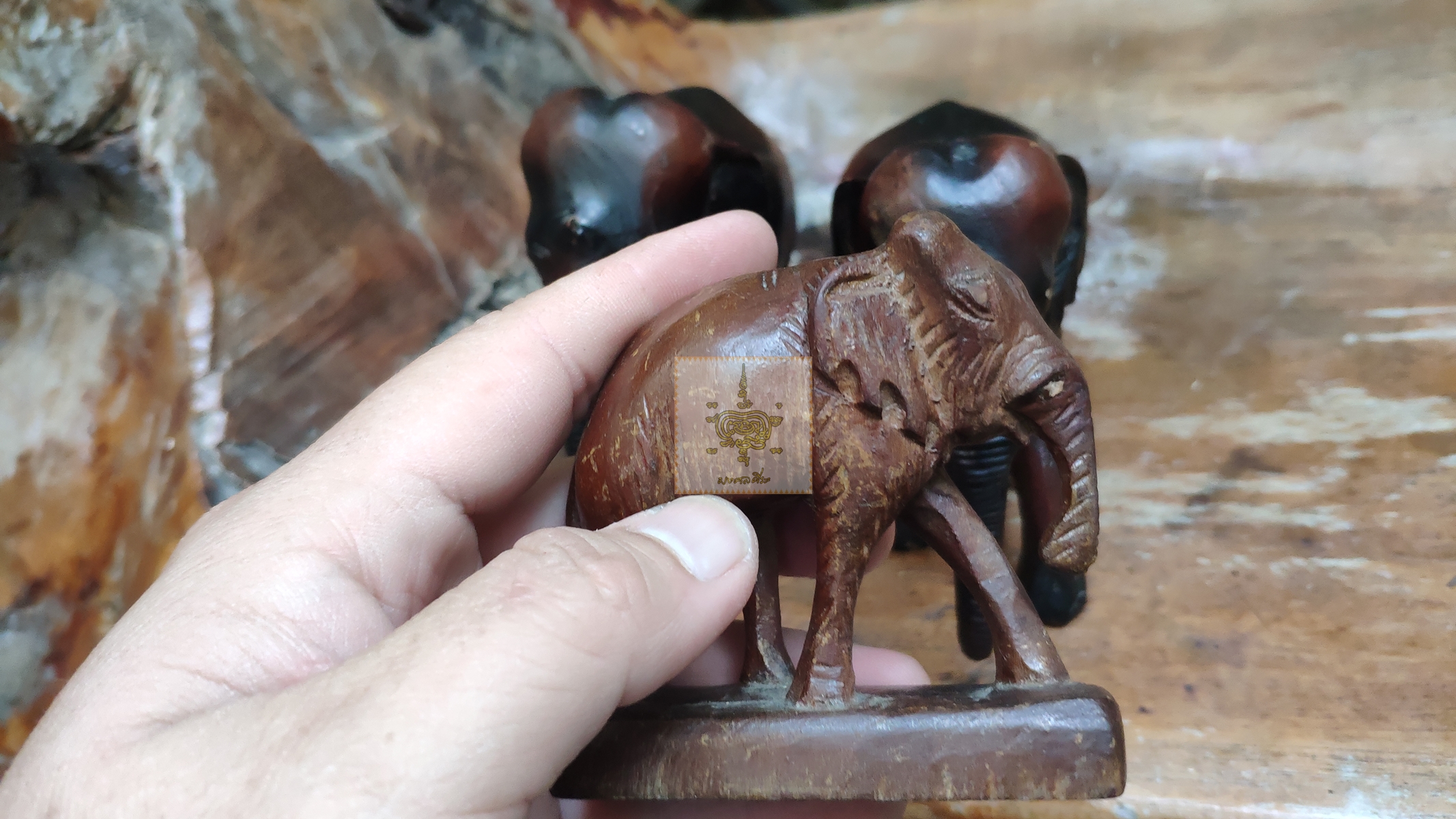 ช้าง 3 ตัว ช้างไม้ 1 ช้างเรซิ่น 2 ตัว