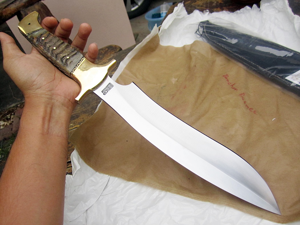 มีดเดินป่า IMPACT CUTLERY RARE CUSTOM MASSIVE SASQUATCH BOWIE KNIFE FULL TANG RAM HORN UK