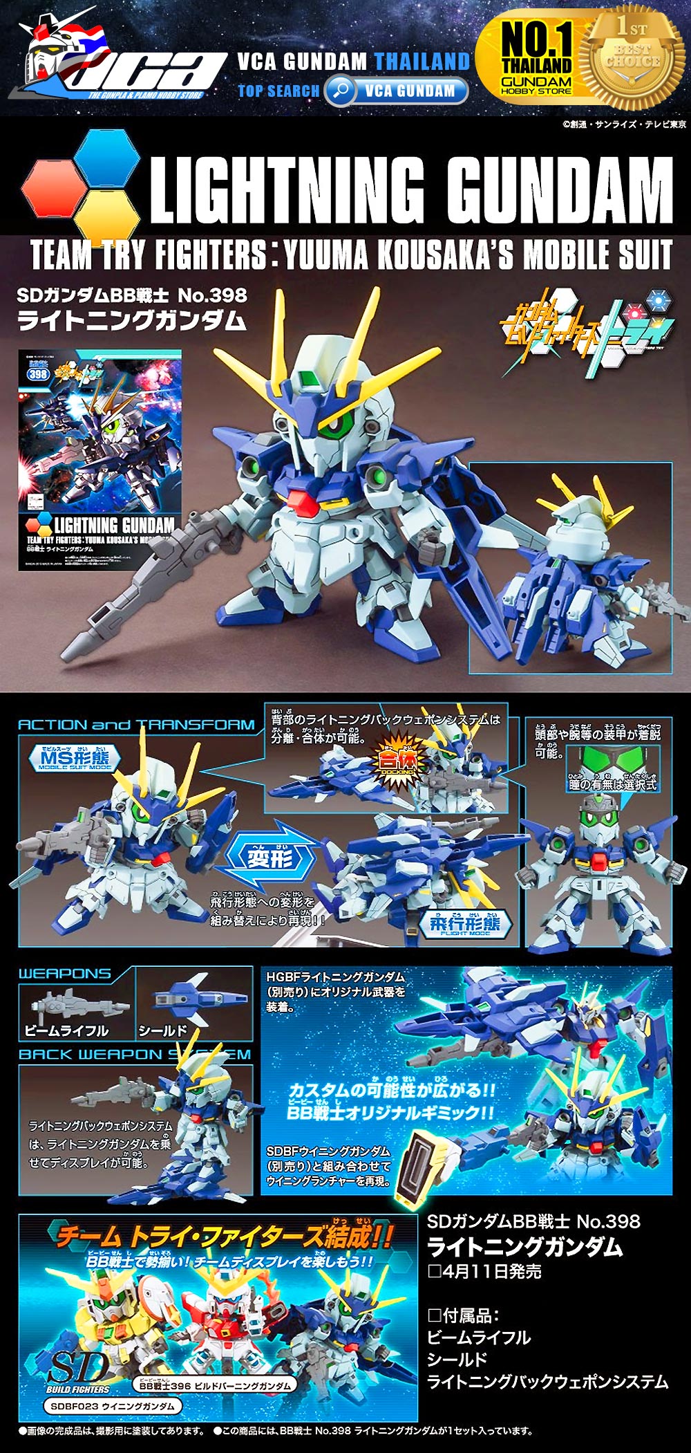 SD BB398 LGZ-91 LIGHTNING GUNDAM ไลท์นิ่ง กันดั้ม