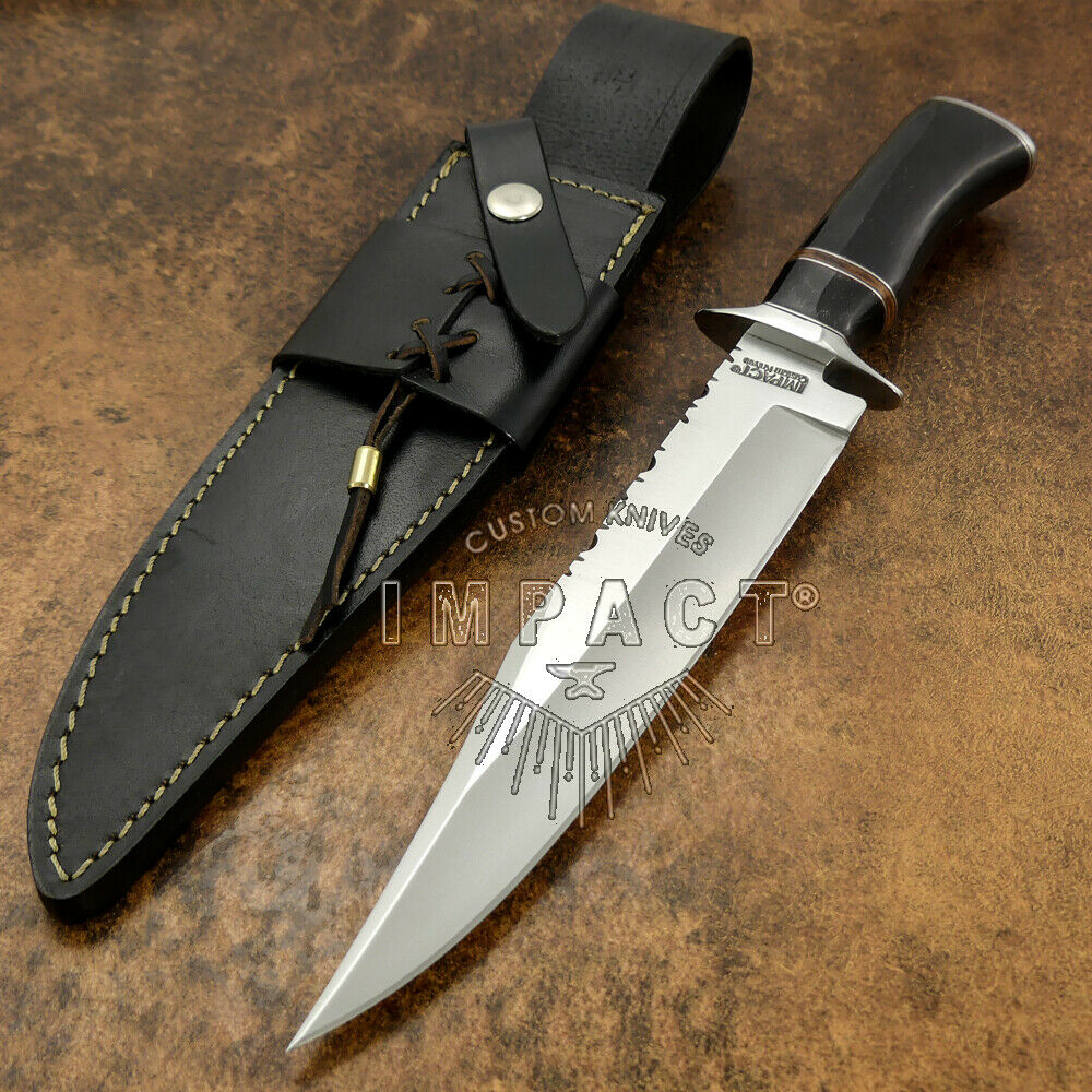 IMPACT CUTLERY RARE CUSTOM D2 BOWIE KNIFE BULL HORN HANDLE