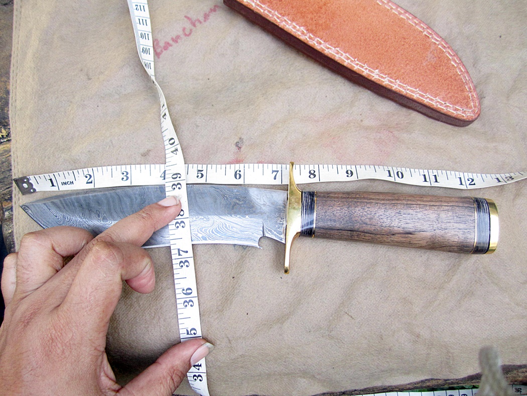 Ash damascus steel custom handmade bowie knife 12"