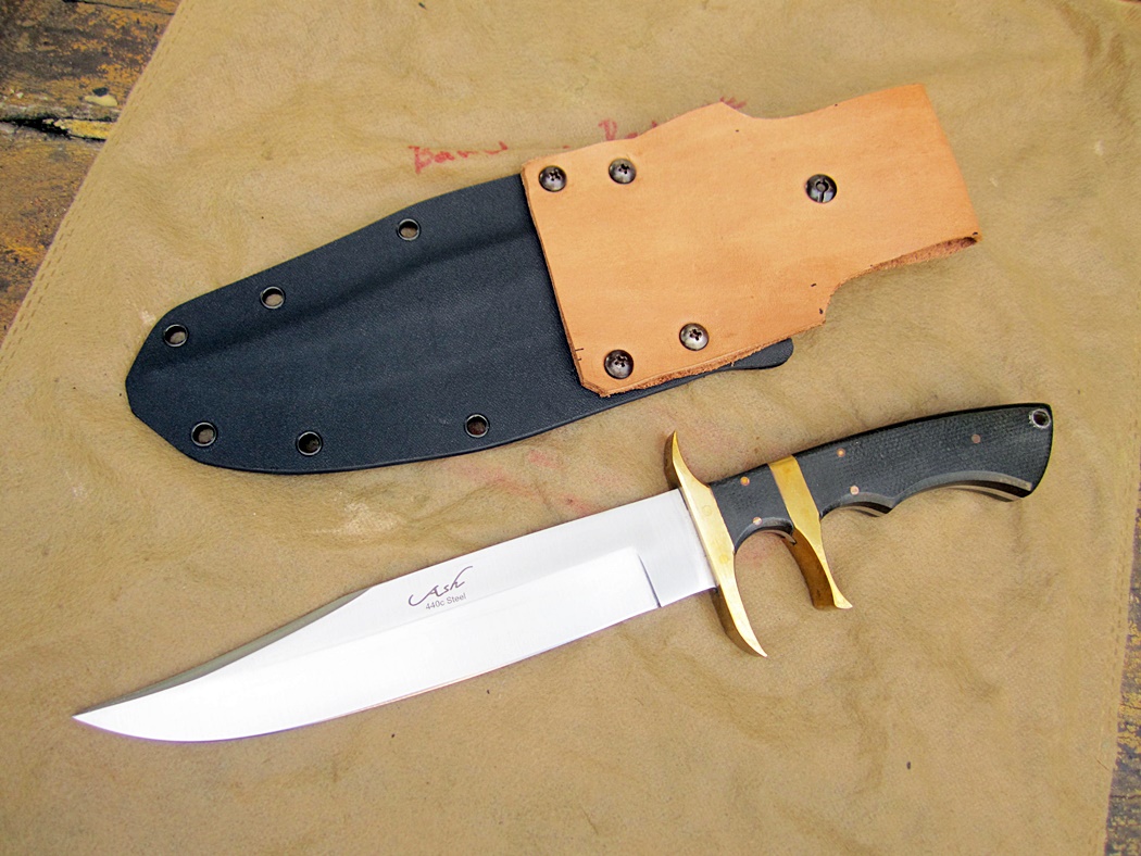 มีดใบตายASH CUSTOM HANDMADE HUNTING BOWIE KNIFE 440C STEEL 12" (B94)