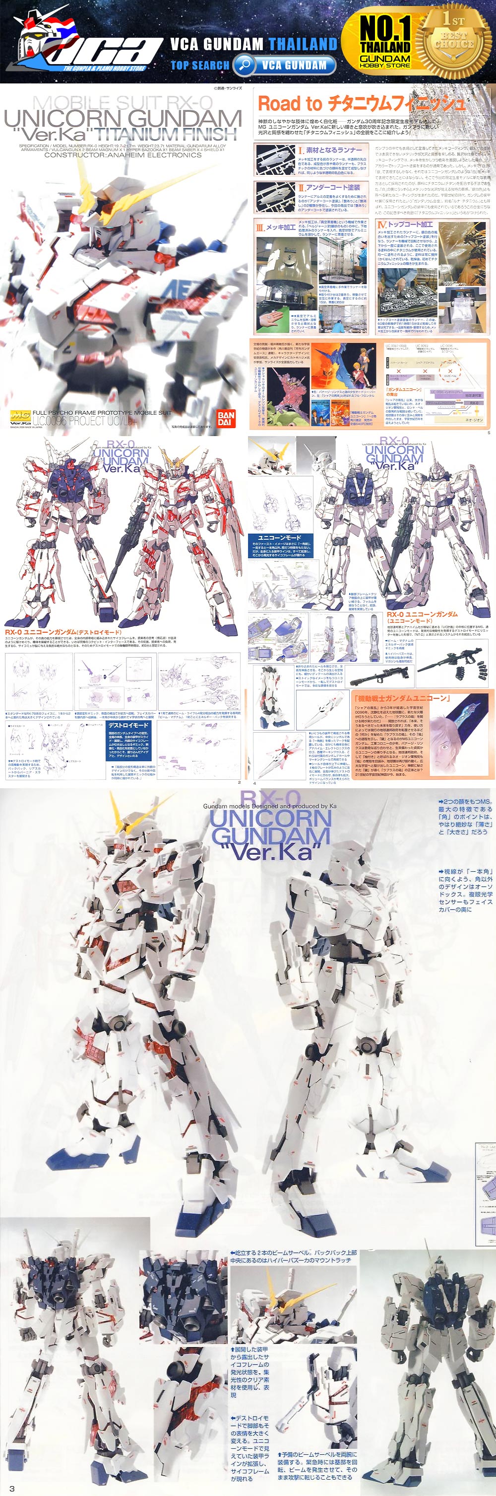 Bandai Master Grade MG RX-0 UNICORN GUNDAM VER KA TITANIUM FINISH ยูนิคอร์น กันดั้ม