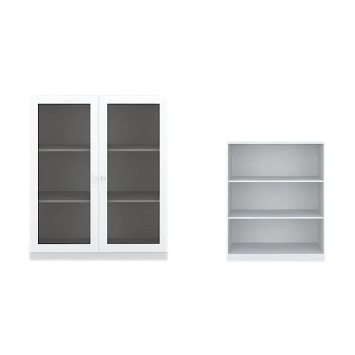 ตู้เสื้อผ้า รุ่น Blox 2.0 ขนาด 100 ซม. สีขาว Mid Gloss หน้าบานกระจกชาดำ