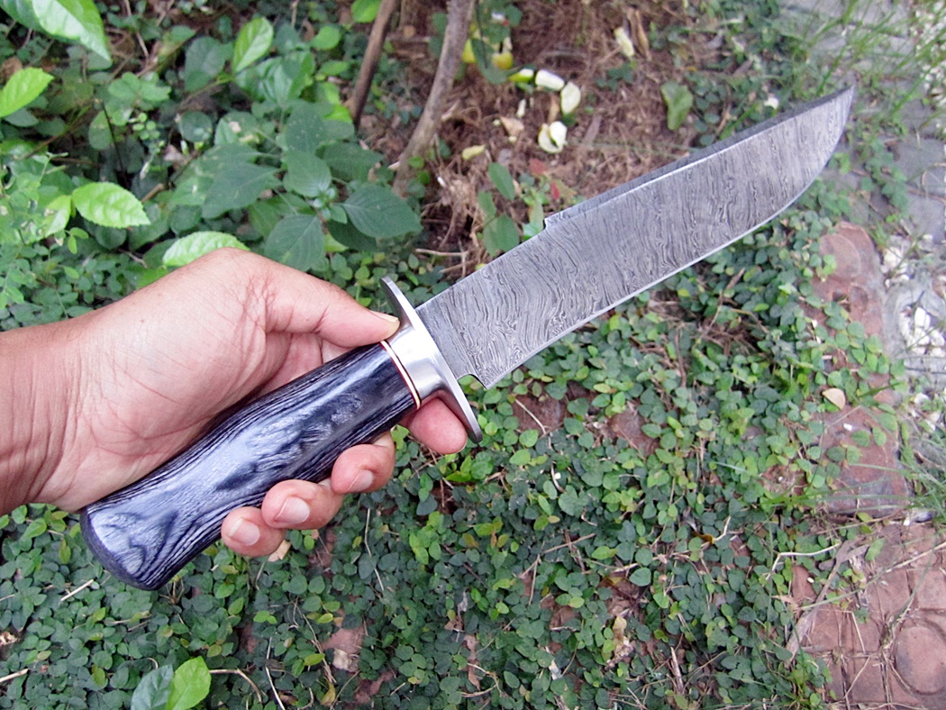 มีดเดินป่าJohn Smith's Custom Handmade Damascus Steel Bowie Knife Hunting Camping Tactical จากประเทศ UK. (C5)