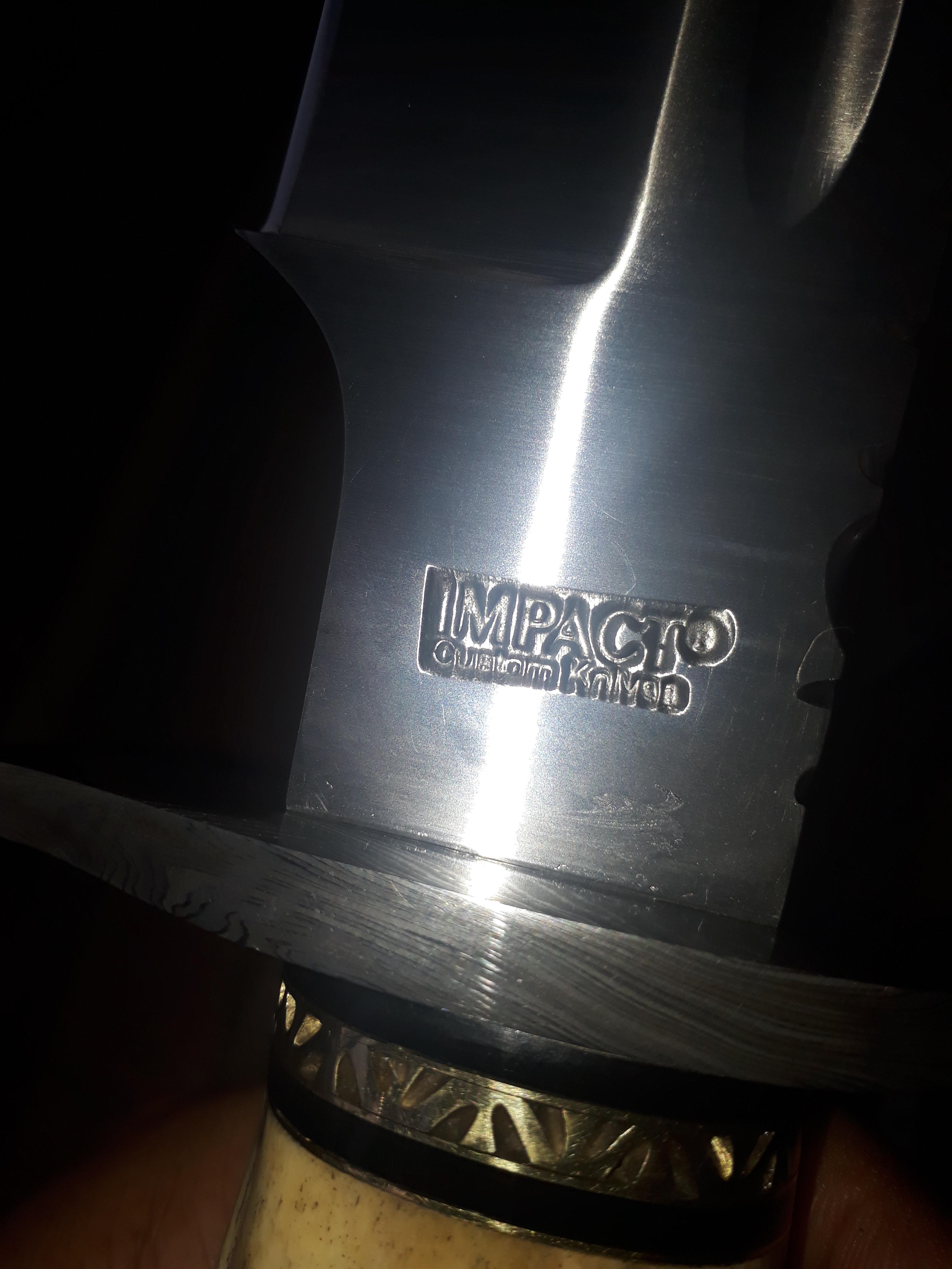 IMPACT CUTLERY RARE CUSTOM 1 OF A KIND BOWIE KNIFE STAG ANTLER DAMASCUS GUARD