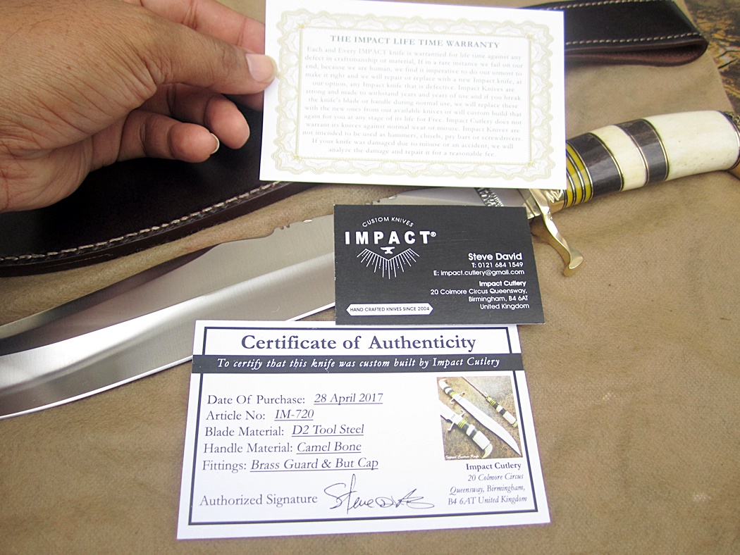 มีดเหล็กD2 UK HAND MADE BY IMPACT CUSTOM D2 BOWIE KNIFE