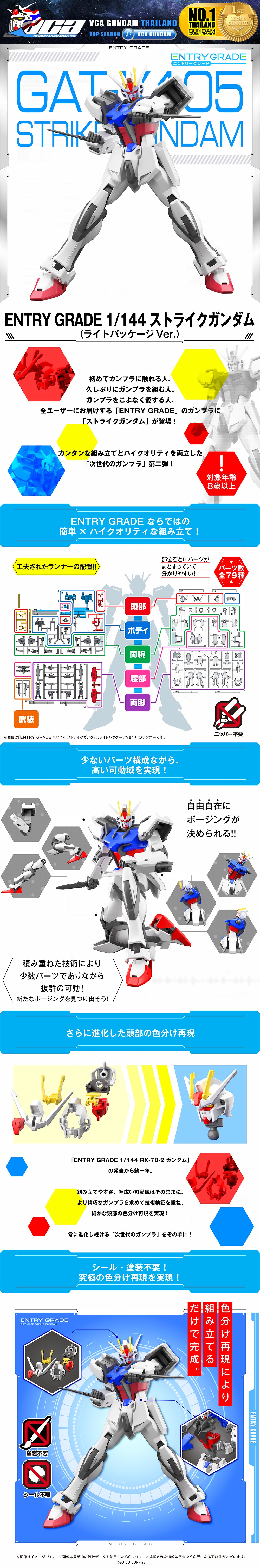 BANDAI GUNPLA ENTRY GRADE EG 1/144 GAT-X105 STRIKE GUNDAM โมเดล กันดั้ม กันพลา VCA GUNDAM