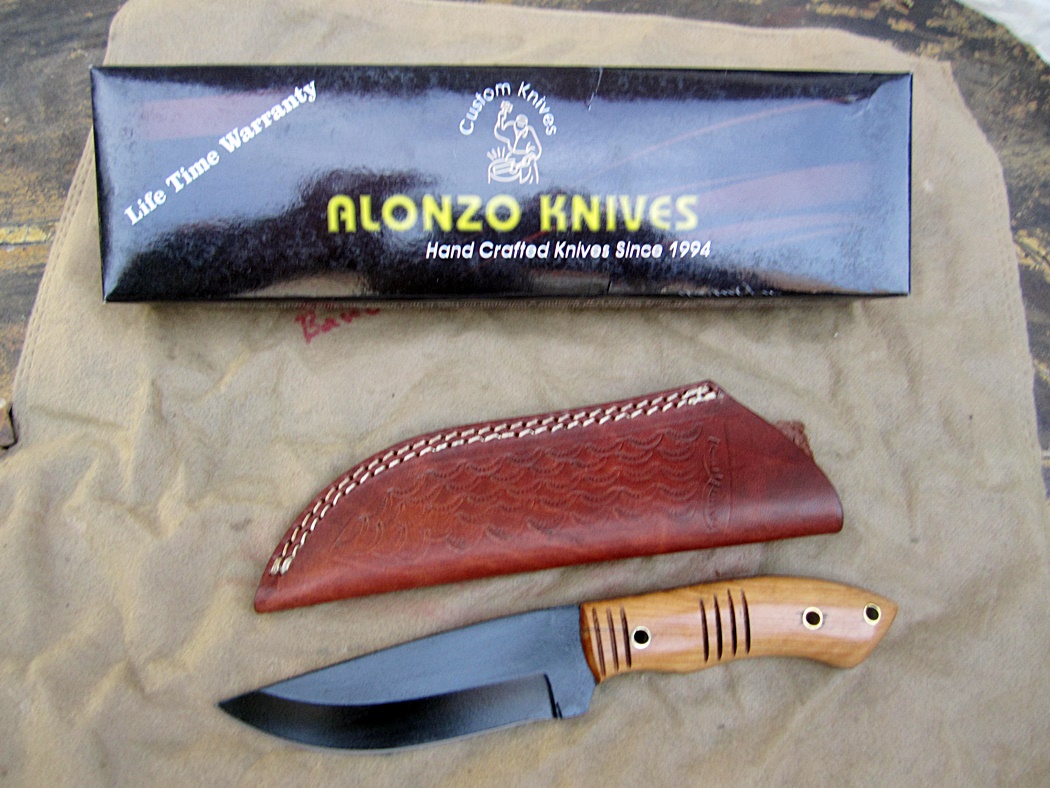 มีด ALONZO KNIVES USA CUSTOM HANDMADE SKINNER POWDER COATED 1095 STEEL KNIFE 717