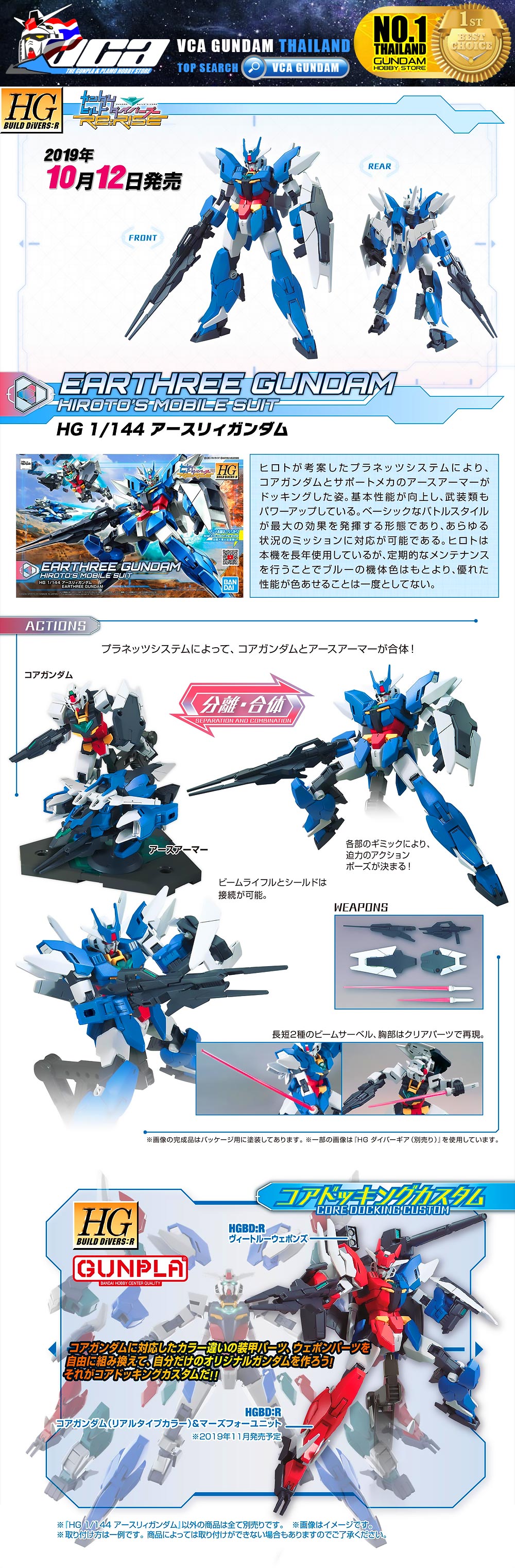 Bandai Gunpla High Grade 1/144 HG Earthree Gundam