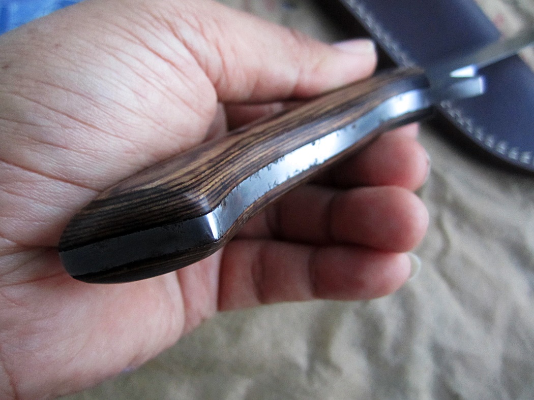 มีดพกสั้น Custom A2 Steel Clip Point Hunting Knife Canvas Micarta Handle AE255