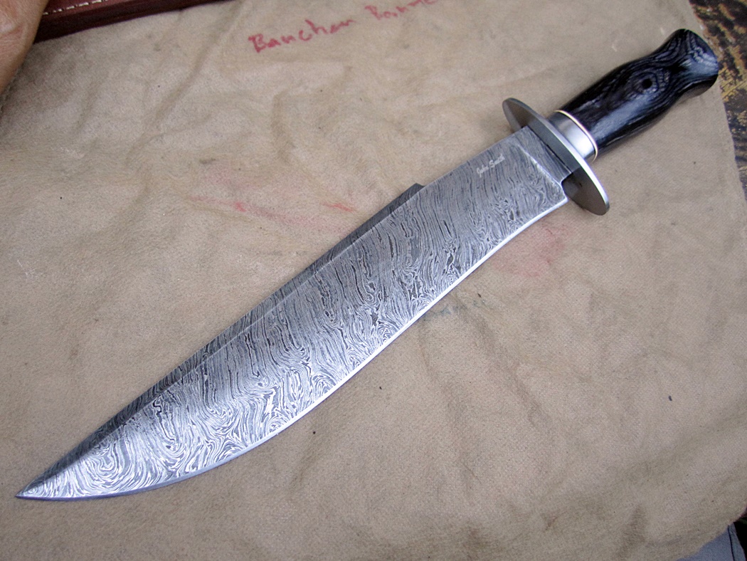 มีดเดินป่าJohn Smith's Custom Handmade Damascus Steel Bowie Knife Hunting Camping Tactical จากประเทศ UK. (C5)