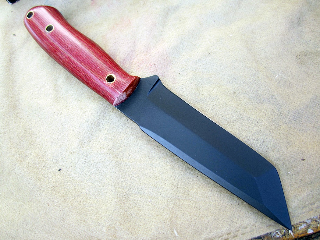 มีดพกสั่น ALONZO KNIVES USA CUSTOM HANDMADE TANTO POWDER COATED 1095 STEEL KNIFE 293