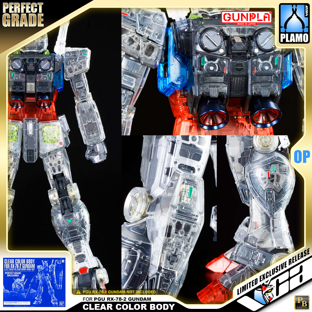 Premium Bandai® Gundam Gunpla Perfect Grade Plastic Model Kits Series PG UNLEASHED CLEAR COLOR BODY FOR RX-78-2