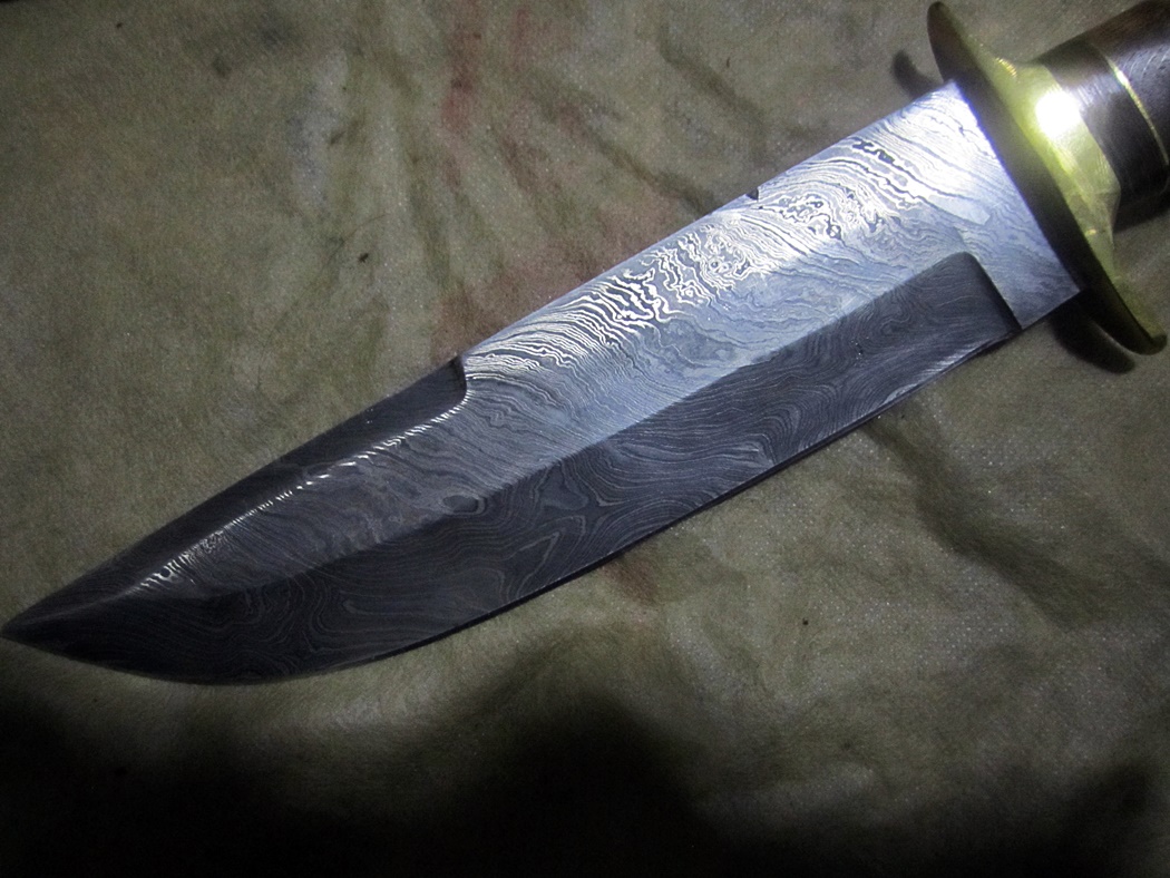 มีดDAMASCUS ASH DS4W Damascus steel handmade hunting bowie knife 13"