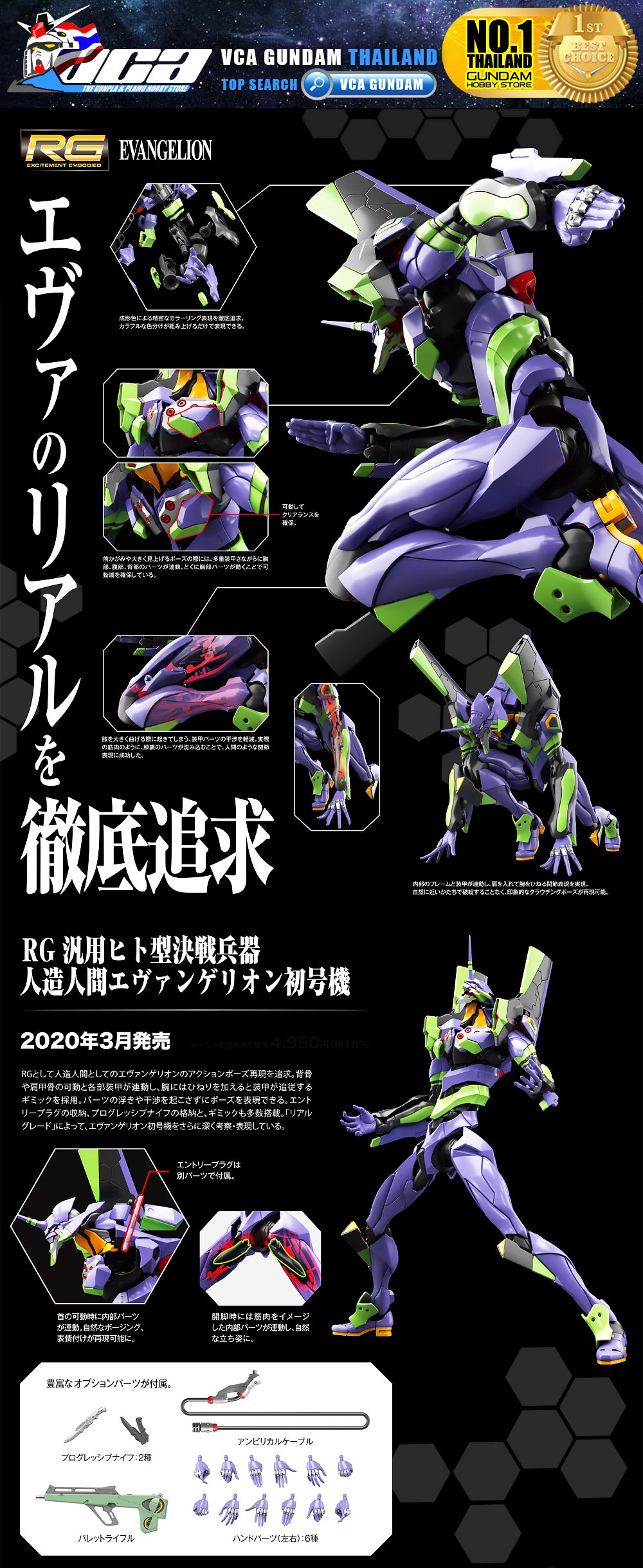 Bandai Real Grade RG EVANGELION UNIT-01 TEST TYPE อีวานเกเลียน