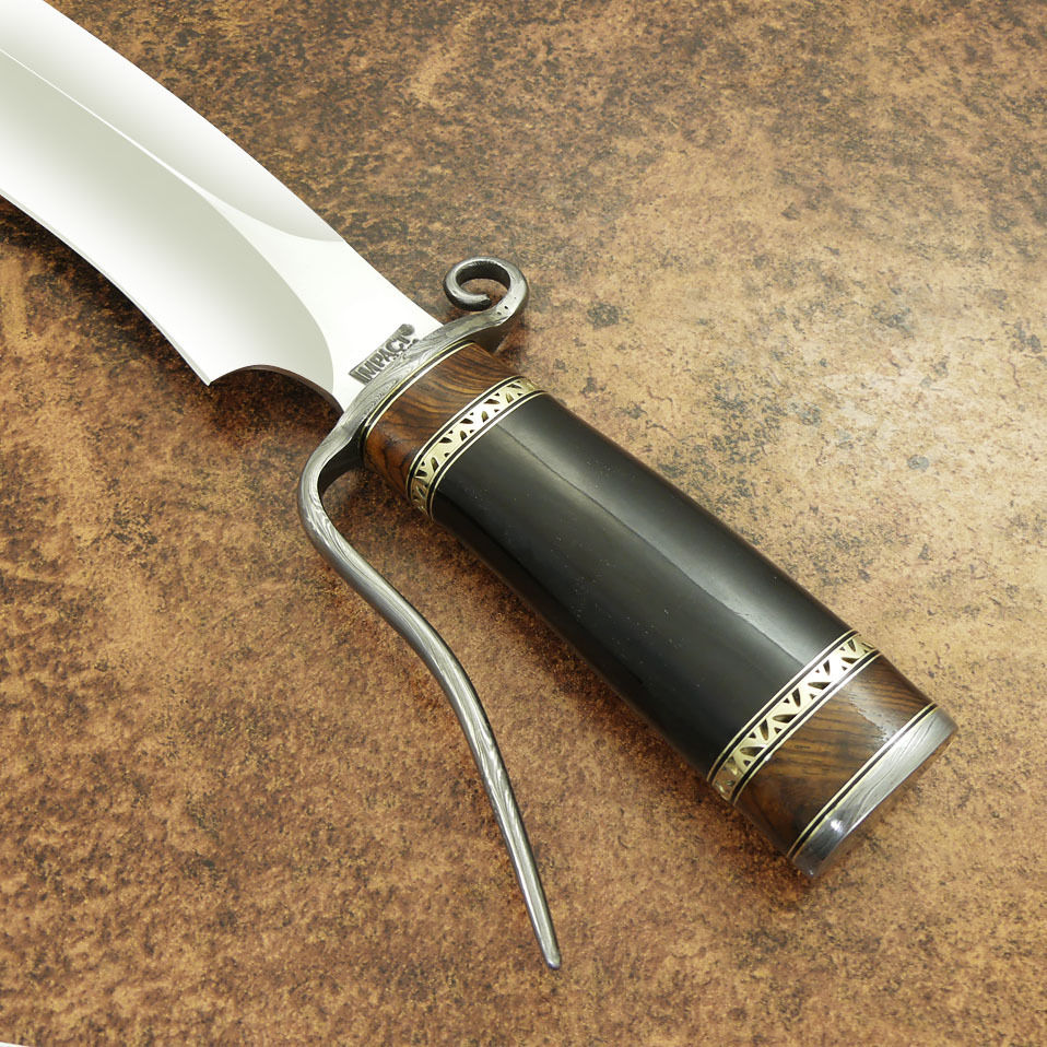 IMPACT CUTLERY RARE CUSTOM MASSIVE SASQUATCH D2 BOWIE KNIFE BULL HORN | DAMASCUS