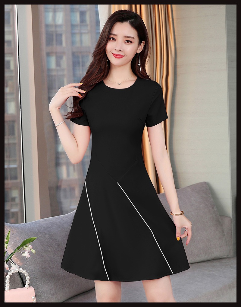 พร้อมส่ง !! ชุดเดรสสั้นสีดำ แขนสั้น แนวเรียบร้อย สวยสุภาพ