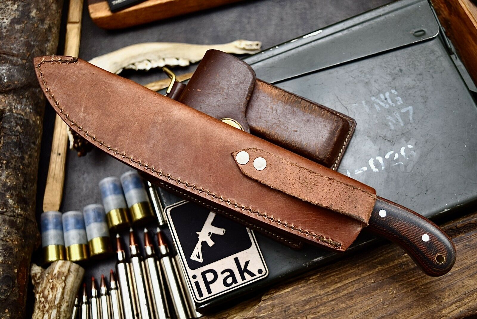 มีดใบยาว D2 CFK IPAK Handmade D2 Custom Bushcraft Hunter Parang Hunting Bowie Blade Knife