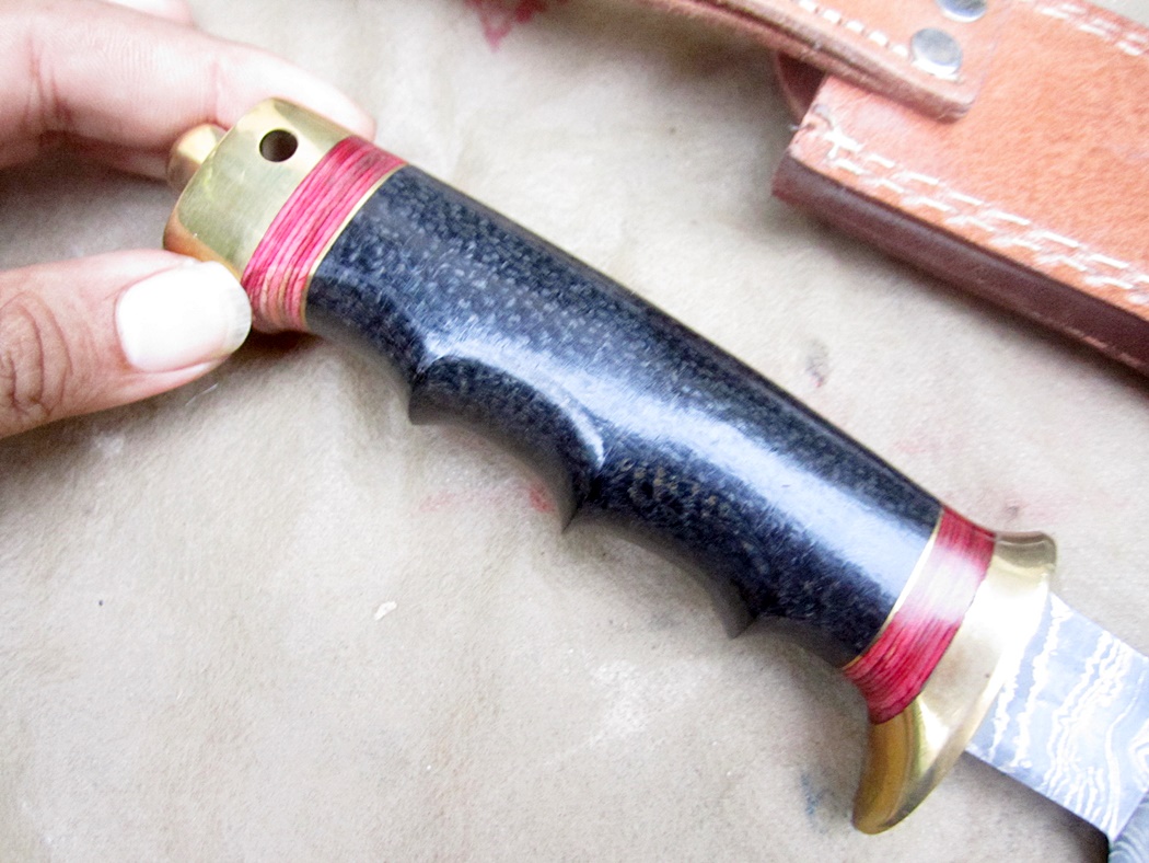 มีด Damascus steel custom hand made hunting Bowie knife 12" ASH