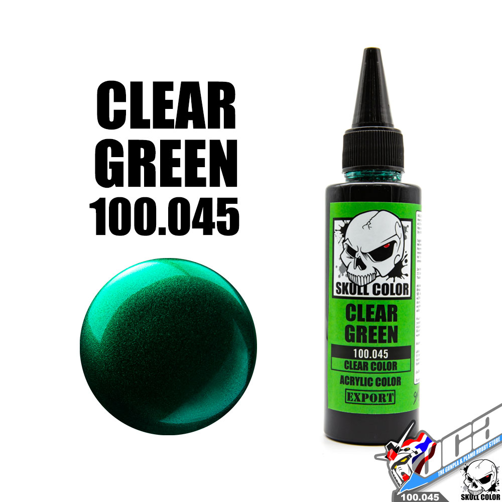 SKULL COLOR 100.045 CLEAR GREEN ACRYLIC COLOR 60ML (CLEAR COLOR) สีอะครีลิกสำหรับพลาสติก โมเดล
