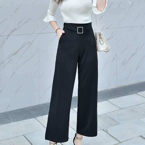 กางเกงทำงานผู้หญิงสีดำ ทรงกระบอก สวย ดูดี สไตล์สาวออฟฟิศ