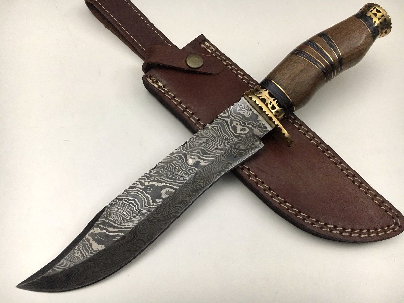 มีดเดินป่าDAMASCUS STEEL Ash damascus steel handmade hunting bowie knife 13" Canada