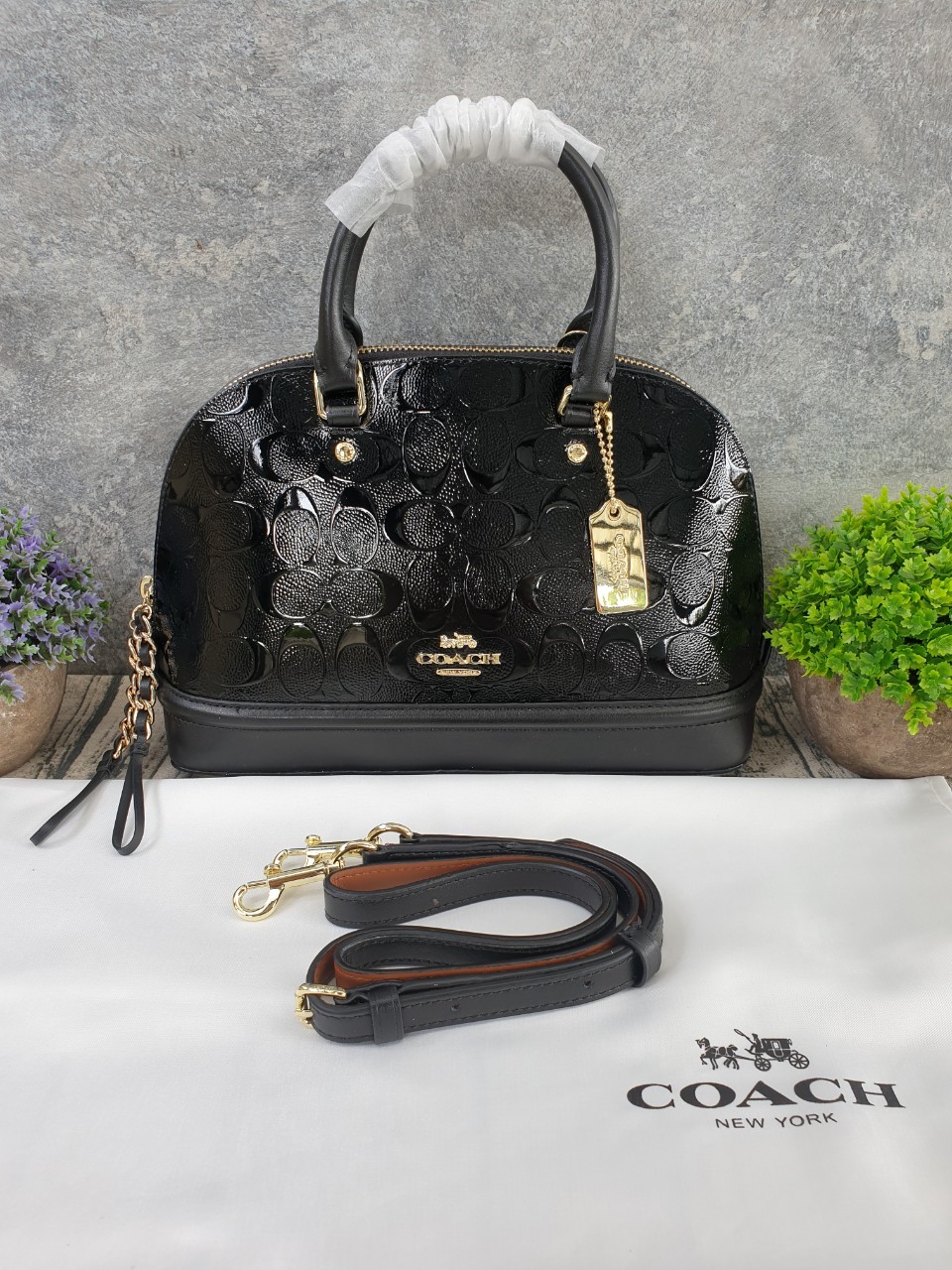 COACH MINI SIERRA SATCHEL (COACH F55450) LIGHT GOLD/BLACK