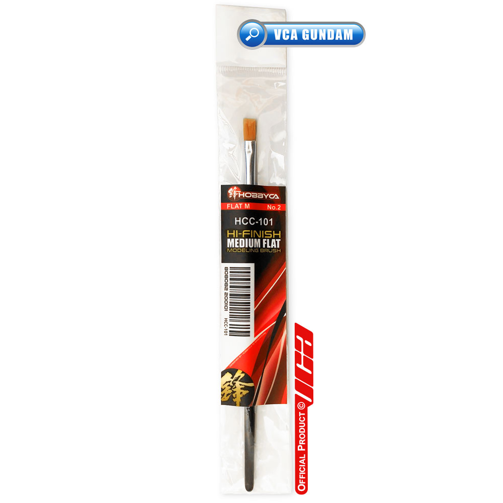 HOBBYCA HCC-101 HIGH FINISH HF PAINT PLASTIC MODEL BRUSH NO 2 MEDIUM FLAT พู่กันทามิย่าละเอียดสูงโมเดลกันดั้ม VCA GUNDAM
