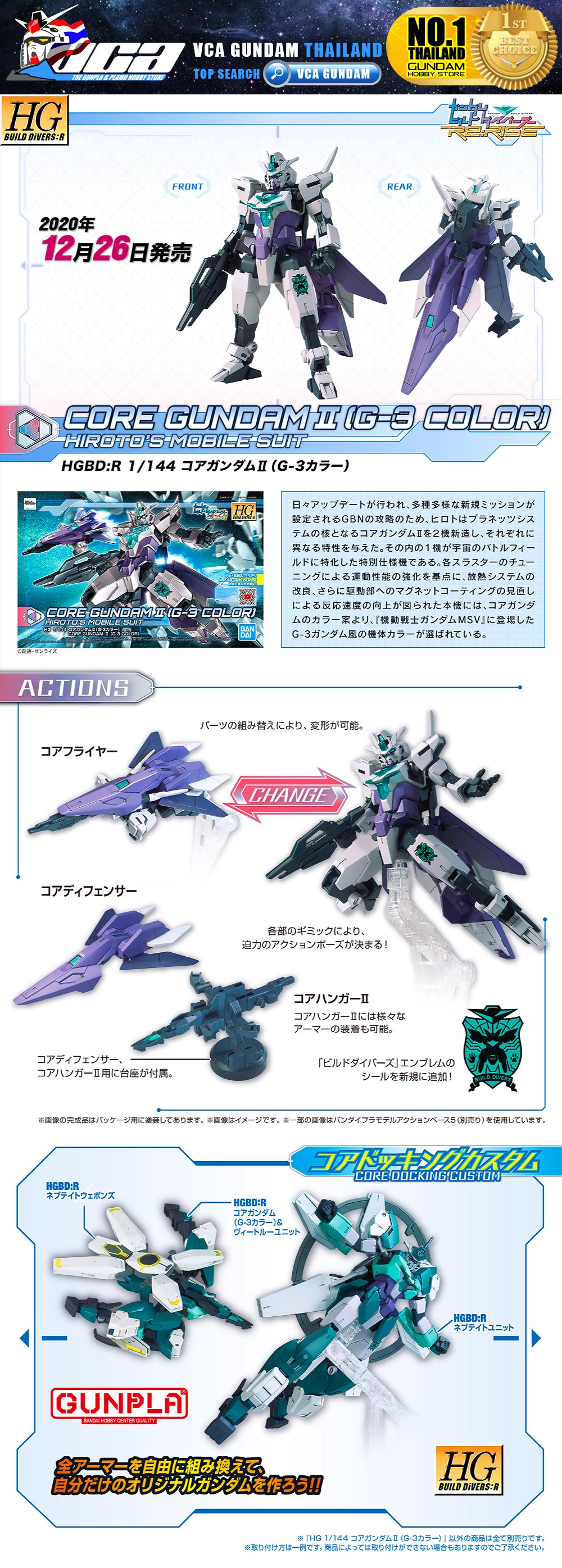 Bandai High Grade HG Core Gundam II G-3 Color