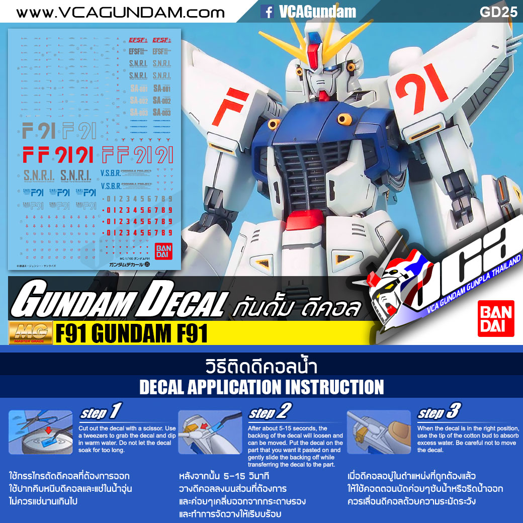 GUNDAM DECAL | MG F91 GUNDAM F91 กันดั้ม F91