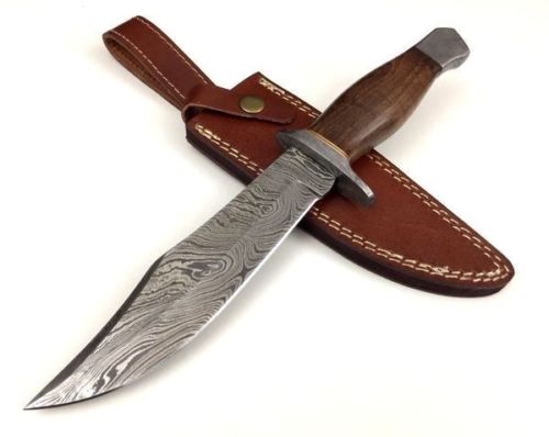 มีดดามัสกัสDamascus steel custom handmade hunting bowie knife 12" (C5)