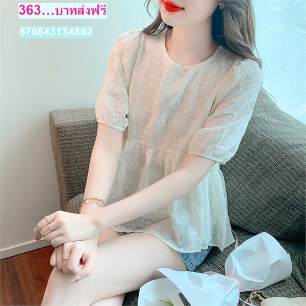 เสื้อเชิ้ตลูกไม้ผ้าบางเบาสบาย