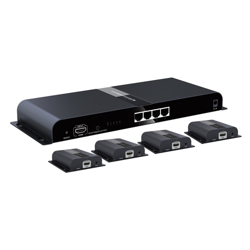 VANZEL รุ่น LH-104E 4 PORT HDMI EXTENDER SPLITTER OVER CAT6 WITH IR UP TO 120 M. WITH 4 RX UNITS