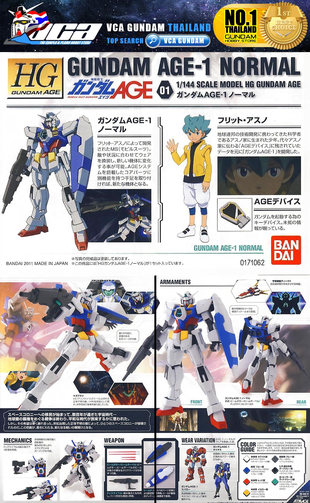 HG AGE-1 GUNDAM AGE-1 NORMAL กันดั้ม เอจ 1 นอร์มอล